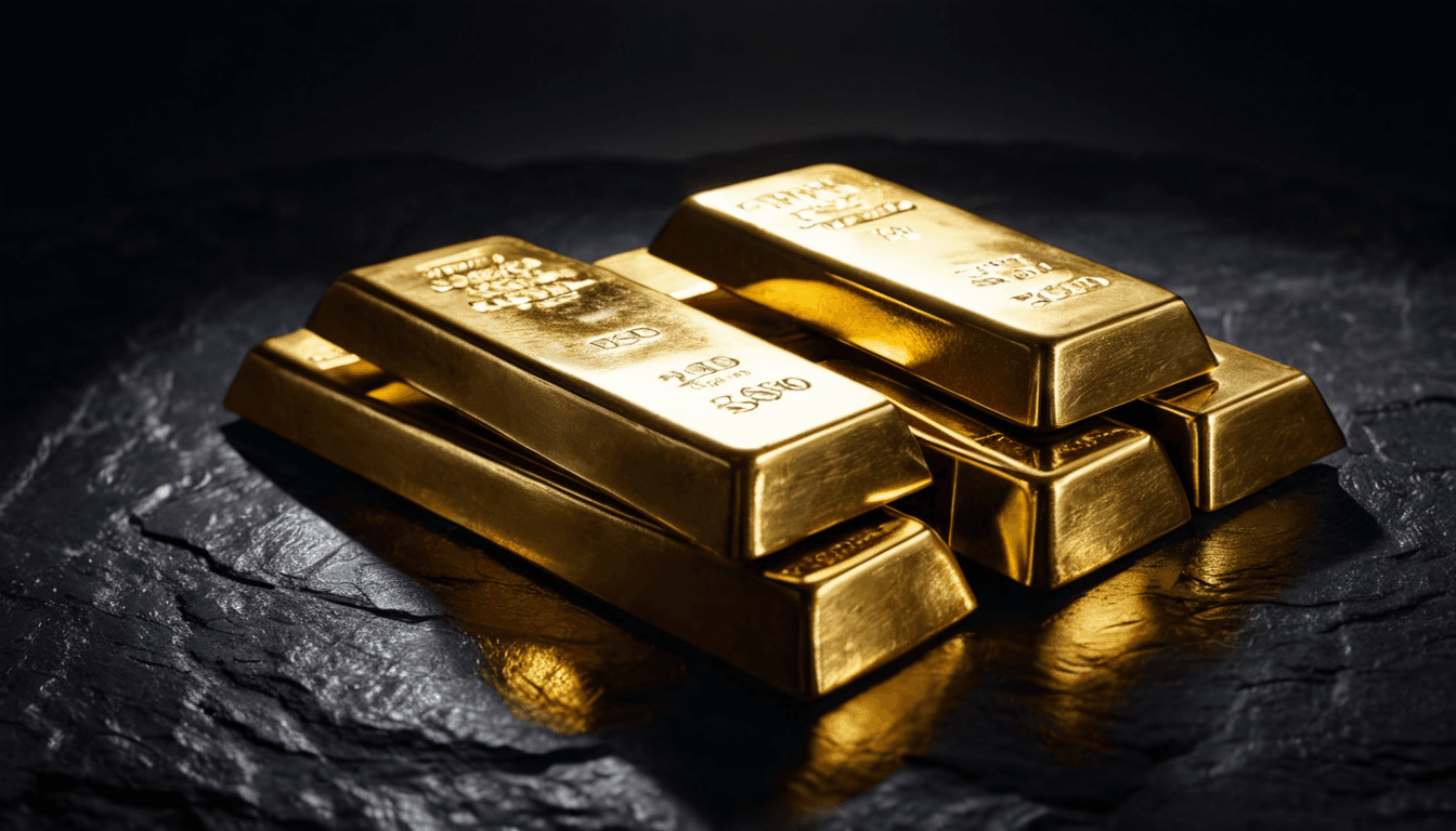 Goldbarren im Lager („Der aktuelle Moment“ / „Seit Jahrtausenden bewährt“)